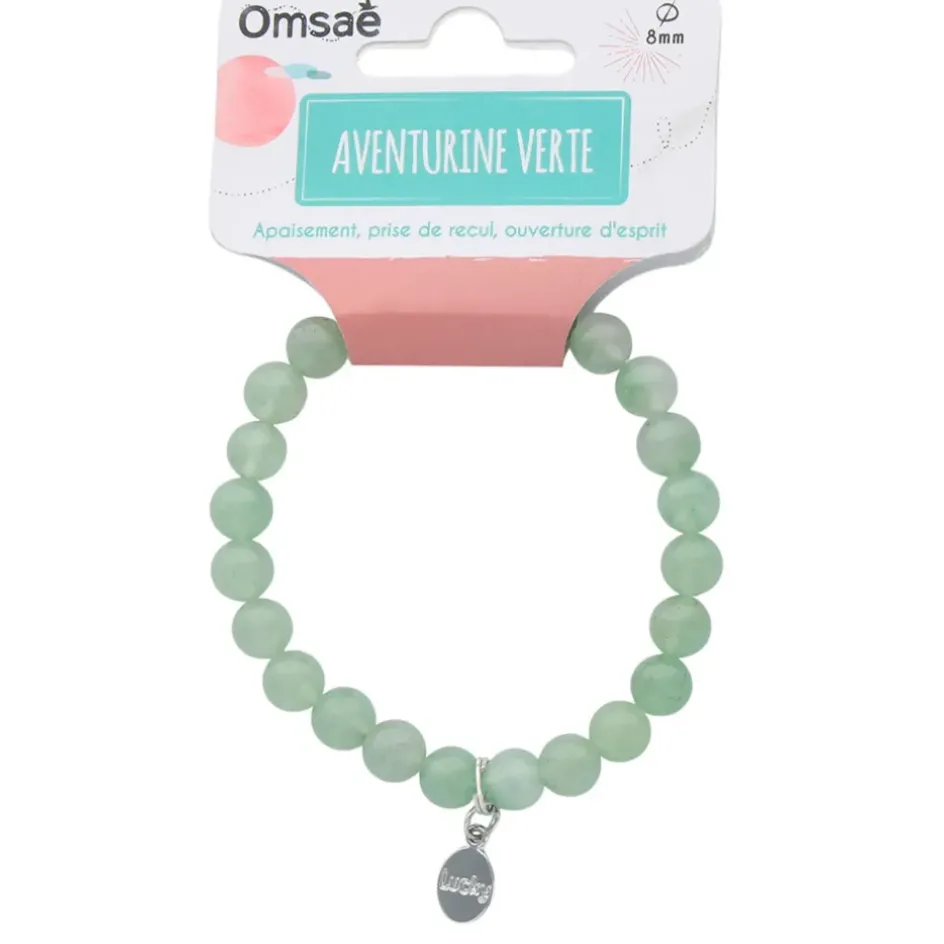 Fabrique de Styles Bijoux Fantaisie*Bracelet aventurine e perles rondes 8mm et chance