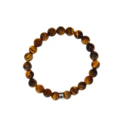 Fabrique de Styles Bijoux Fantaisie*Bracelet œil de tigre perles rondes 8mm