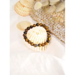 Fabrique de Styles Bijoux Fantaisie*Bracelet œil de tigre perles rondes 8mm