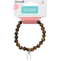 Fabrique de Styles Bijoux Fantaisie*Bracelet oeil de tigre perles rondes 8mm et fer à cheval