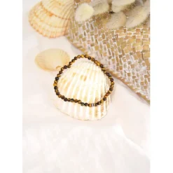 Fabrique de Styles Bijoux Fantaisie*Bracelet oeil de tigre perles rondes 4mm