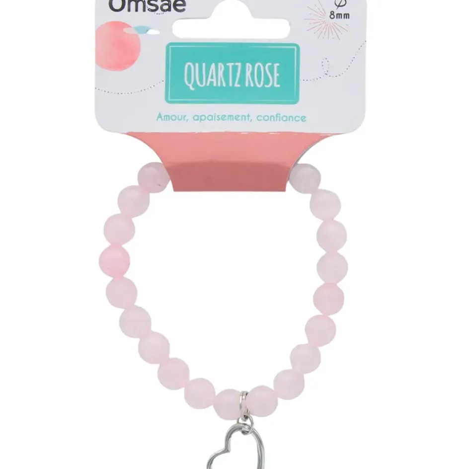 Fabrique de Styles Bijoux Fantaisie*Bracelet quartz perles rondes 8mm et cœur