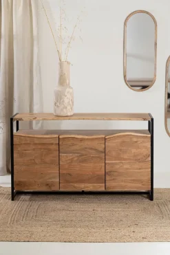 Fabrique de Styles Buffets Et Vitrines*Buffet 3 portes en acacia et pieds en fer noir - Brooklyn