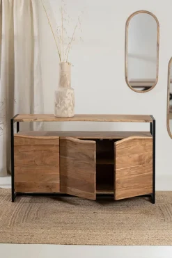 Fabrique de Styles Buffets Et Vitrines*Buffet 3 portes en acacia et pieds en fer noir - Brooklyn