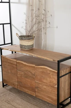 Fabrique de Styles Buffets Et Vitrines*Buffet 3 portes en acacia et pieds en fer noir - Brooklyn