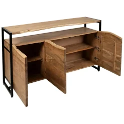 Fabrique de Styles Buffets Et Vitrines*Buffet 3 portes en acacia et pieds en fer noir - Brooklyn