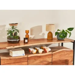 Fabrique de Styles Buffets Et Vitrines*Buffet 3 portes en acacia et pieds en fer noir - Brooklyn