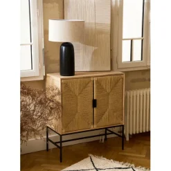 Fabrique de Styles Buffets Et Vitrines*Buffet 2 portes en naturel et noir h90cm - Kenda