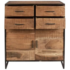 Fabrique de Styles Buffets Et Vitrines*Buffet bas en acacia et fer 2 portes H105cm -Factory