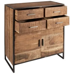 Fabrique de Styles Buffets Et Vitrines*Buffet bas en acacia et fer 2 portes H105cm -Factory