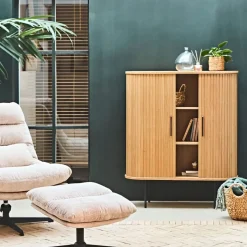 Fabrique de Styles Buffets Et Vitrines*Buffet placage chêne 3 étagères h118cm - nola