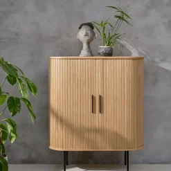 Fabrique de Styles Buffets Et Vitrines*Buffet placage chêne 3 étagères h118cm - nola