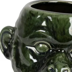 Fabrique de Styles Cache-pots Et Supports*Cache pot singe en grès kaki et doré - Sanaga