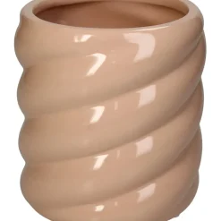 Fabrique de Styles Cache-pots Et Supports*Cache-pot torsadé en grès rose d14cm