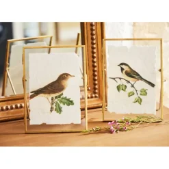Fabrique de Styles Cadres Déco Et Affiches*Cadre déco (x2) en verre et coton oiseau 14x18cm