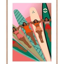 Fabrique de Styles Cadres Déco Et Affiches*Cadre image graphic surf woman 50x70cm lario chêne