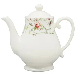Fabrique de Styles Théières Et Cafetières*Cafetiere en Faïence blanc et - fleurs champs