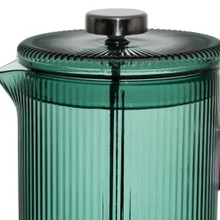 Fabrique de Styles Théières Et Cafetières*Cafetière à piston striée en verre borosilicate émeraude et rose 1L