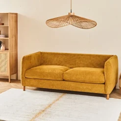 Fabrique de Styles Canapés Convertibles*Canapé convertible 2 places Gustave - Tissu Texturé - Crown Moutarde