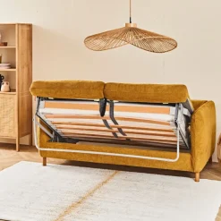 Fabrique de Styles Canapés Convertibles*Canapé convertible 2 places Gustave - Tissu Texturé - Crown Moutarde