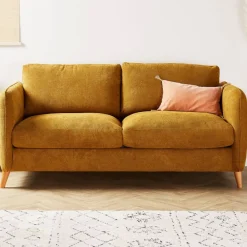 Fabrique de Styles Canapés Convertibles*Canapé convertible 2 places Gustave - Tissu Texturé - Crown Moutarde