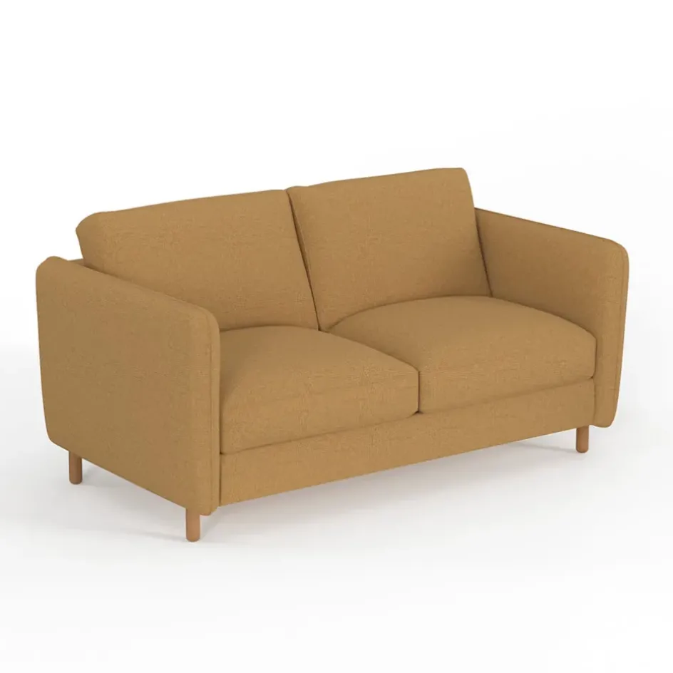 Fabrique de Styles Canapés Convertibles*Canapé convertible 2 places Gustave - Tissu Texturé - Crown Moutarde