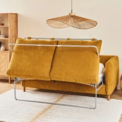 Fabrique de Styles Canapés Convertibles*Canapé convertible 2 places Gustave - Tissu Texturé - Crown Moutarde