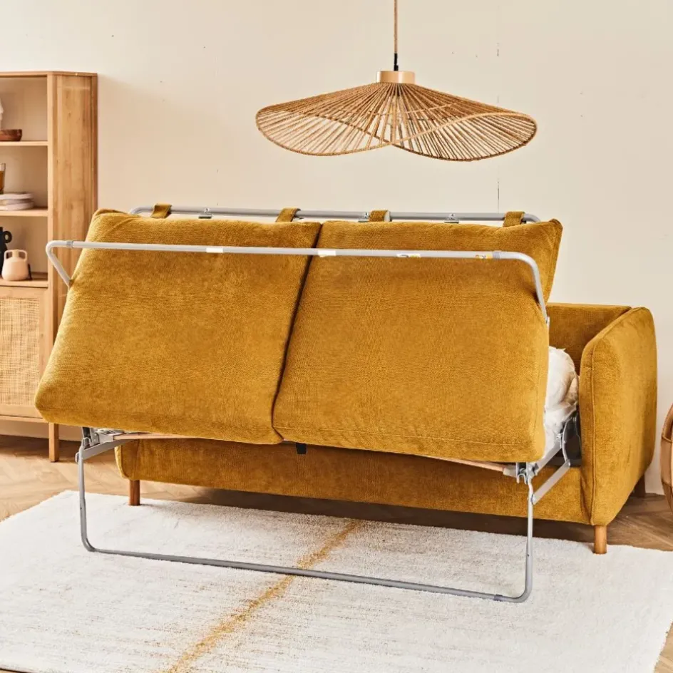 Fabrique de Styles Canapés Convertibles*Canapé convertible 2 places Gustave - Tissu Texturé - Crown Moutarde