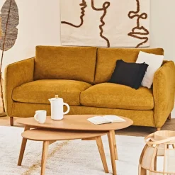 Fabrique de Styles Canapés Convertibles*Canapé convertible 2 places Gustave - Tissu Texturé - Crown Moutarde