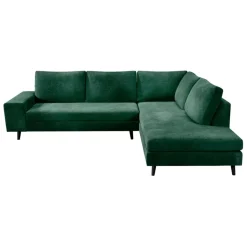 Fabrique de Styles Canapés D'angle*Canapé d'angle droit 5 places André - effet velours - Seven emerald