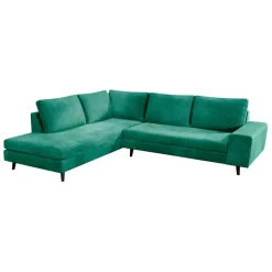 Fabrique de Styles Canapés D'angle*Canapé d'angle droit 5 places André - effet velours - Seven emerald