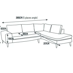 Fabrique de Styles Canapés D'angle*Canapé d'angle gauche 5 places André - velours vintage - Adore gold