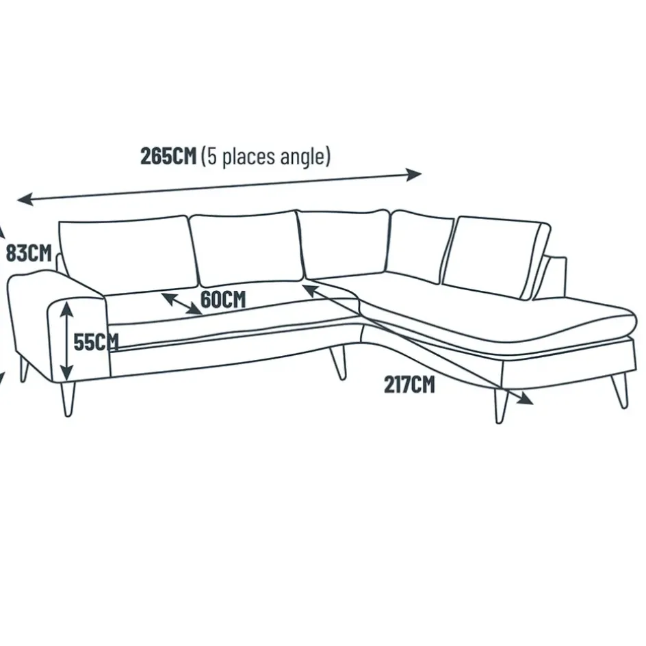 Fabrique de Styles Canapés D'angle*Canapé d'angle gauche 5 places André - velours vintage - Adore kaki hunter