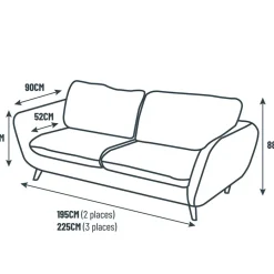 Fabrique de Styles Canapés Fixes*Canapé fixe 2 places AXEL - Effet Velours - Seven Anthracite