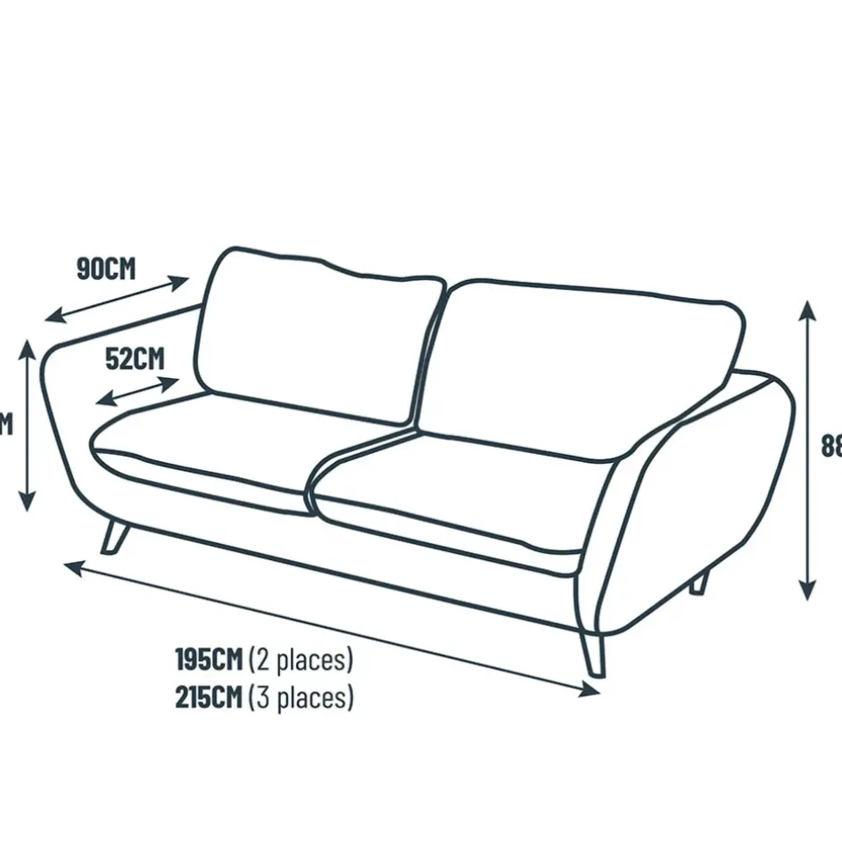 Fabrique de Styles Canapés Fixes*Canapé fixe 3 places Axel - Tissu - Enjoy Vert D'Eau