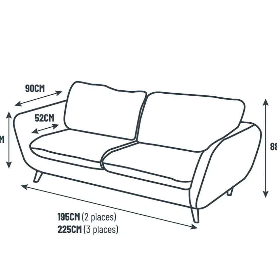 Fabrique de Styles Canapés Fixes*Canapé fixe 3 places Axel - Tissu - Enjoy Vert D'Eau