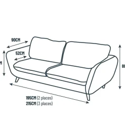 Fabrique de Styles Canapés Fixes*Canapé fixe 3 places Axel - Velours Vintage - Adore Anthracite