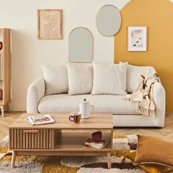 Fabrique de Styles Canapés Fixes*Canapé fixe 3 places Basile - Effet Velours Côtelé - Fjord Écru