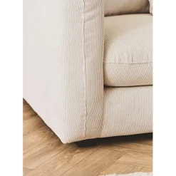 Fabrique de Styles Canapés Fixes*Canapé fixe 3 places Basile - Effet Velours Côtelé - Fjord Écru