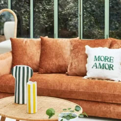 Fabrique de Styles Canapés Fixes*Canapé fixe 3 places Basile - Velours Texturé - Perfect Harmony Écureuil