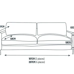 Fabrique de Styles Canapés Fixes*Canapé fixe 3 places Gaspard - Tissu Texturé - Crown Moutarde