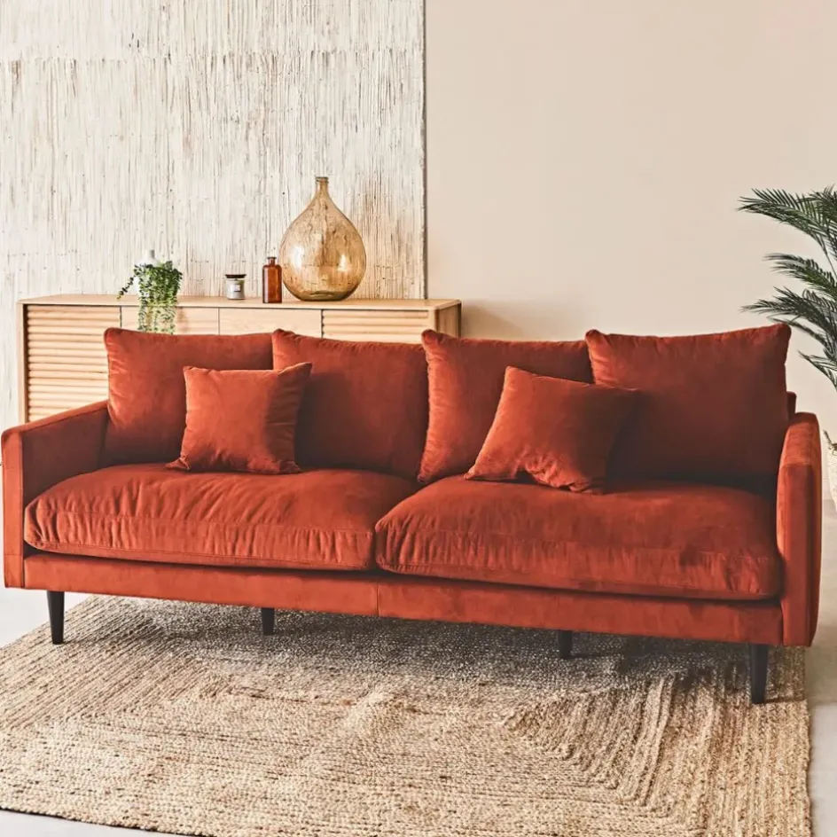 Fabrique de Styles Canapés Fixes*Canapé fixe 4 places Marius - Effet Velours - Seven Turtle