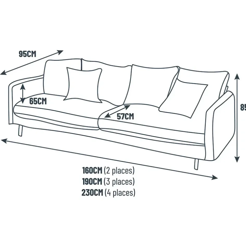 Fabrique de Styles Canapés Fixes*Canapé fixe 4 places Marius - Effet Velours - Seven Turtle
