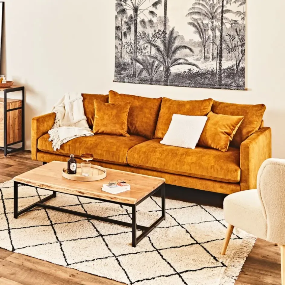 Fabrique de Styles Canapés Fixes*Canapé fixe 4 places Marius - Effet Velours - Seven Turtle