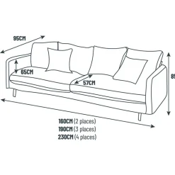Fabrique de Styles Canapés Fixes*Canapé fixe 4 places Marius - Effet Velours - Seven Turtle