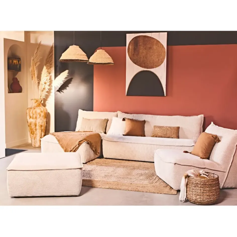 Fabrique de Styles Canapés Modulables*Canapé modulable 4 places avec pouf ivoire - Aubin