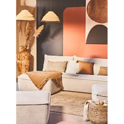 Fabrique de Styles Canapés Modulables*Canapé modulable 4 places avec pouf ivoire - Aubin