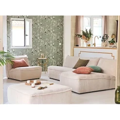 Fabrique de Styles Canapés Modulables*Canapé modulable 4 places avec pouf ivoire - Aubin