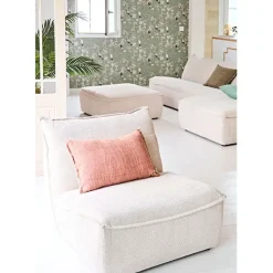 Fabrique de Styles Canapés Modulables*Canapé modulable 4 places avec pouf ivoire - Aubin