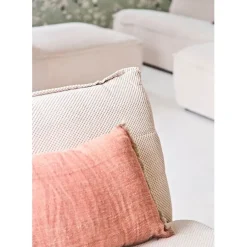 Fabrique de Styles Canapés Modulables*Canapé modulable 4 places avec pouf ivoire - Aubin